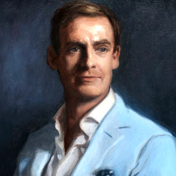 portrait artist painting of man in suit