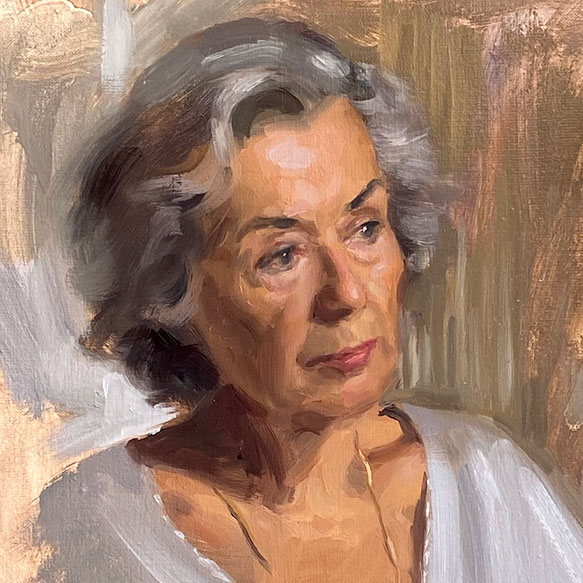 portrait artist painting of older woman