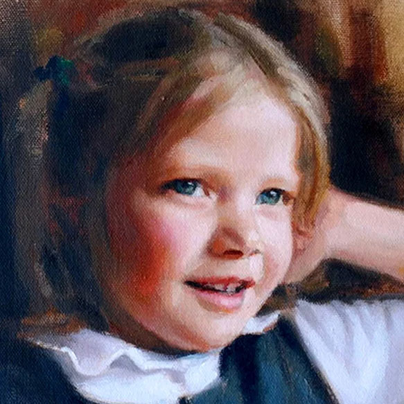 portrait artist painting of young girl