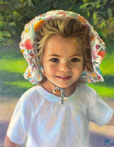 Oil Portrait of girl in bonnet