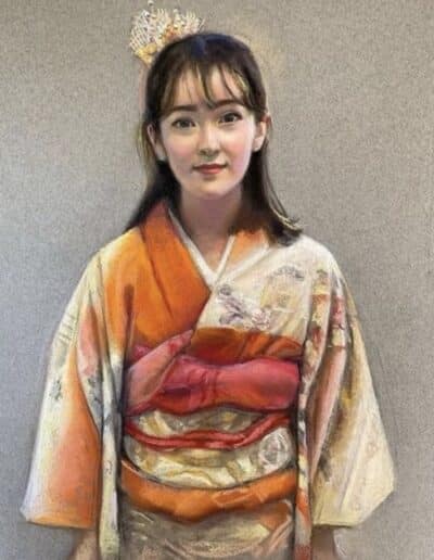 Oil Portrait Girl in Kimono LS